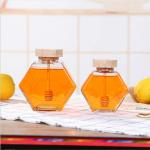 Wooden Dripper Heat Resistant Hexagon Glass Honey Jar