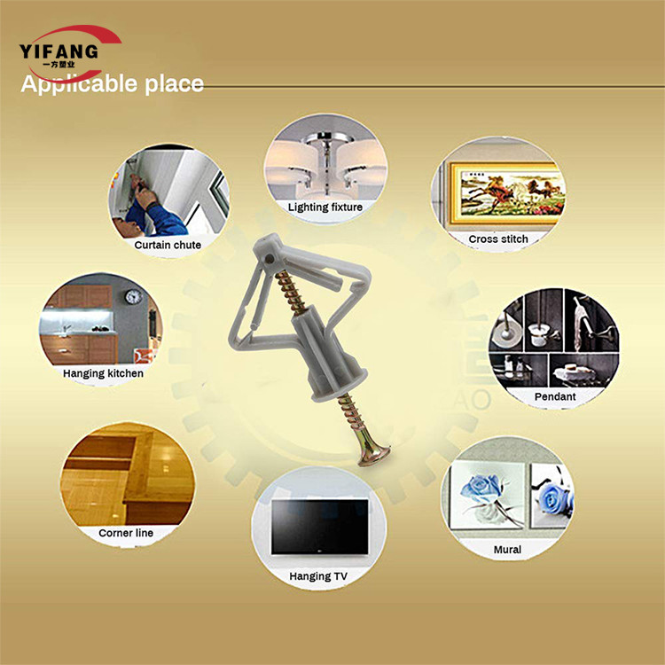 Customized color nylon toggle anchor / butterfly screw anchor 10*38mm Dia