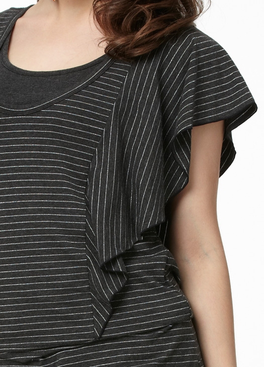 Ruffled Sleeve Maternity Breastfeeding Tops , Plus Size Pregnancy Clothes