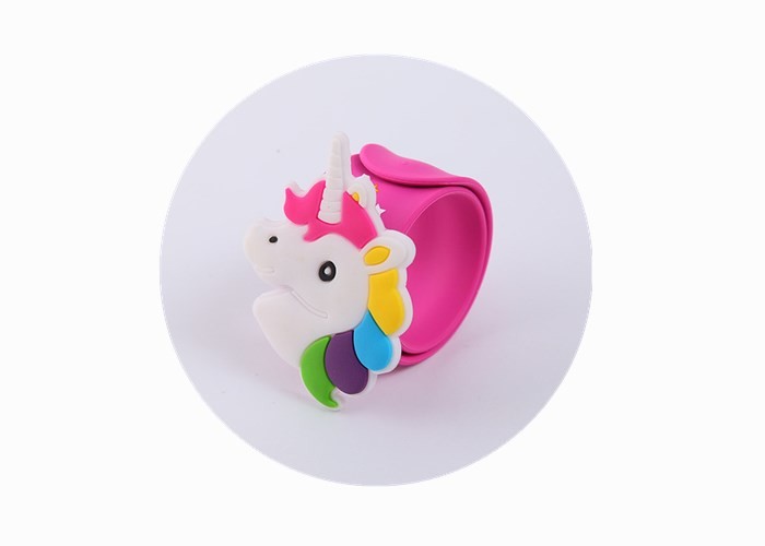Wholesale Cute Silicone slap band Unicorn Snap wristband for Kids