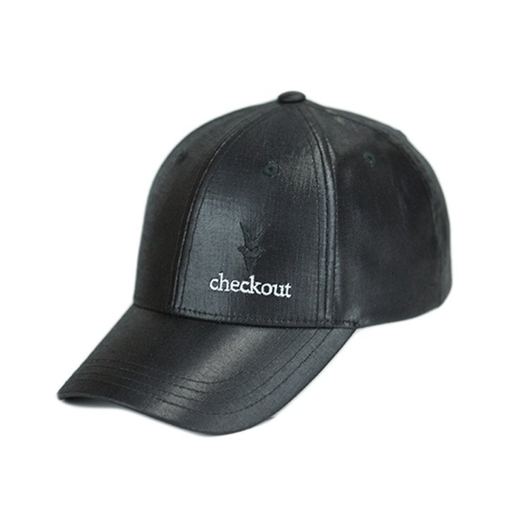 Leather Black 6 Panel Sports Dad Hats Embroidery Pattern Character Style