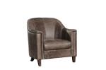 Home Grey Leather Leisure Armchair With Handwork Brasss Nail Heads Decor