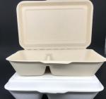 Natural Color Conjoined 1000ml Disposable Lunch Box 2 Compartment Degradable