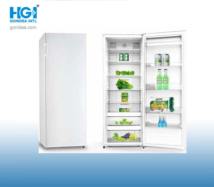 LED Display Gray Defrost Single Door Upright Freezer 250 Liters
