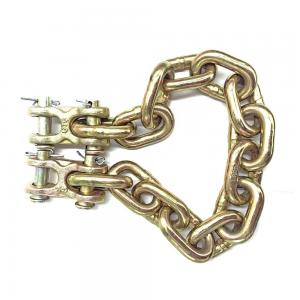 China Standard 3/8x 15 Links Zinc Yellow Plated Link Chain Grade 70 Chain with Double Clevis on sale