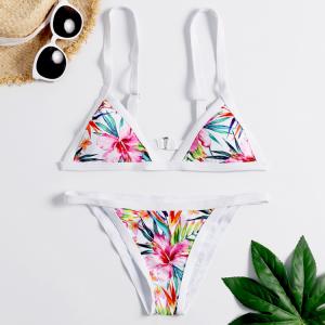 Wholesale Tiered Layer Tie a Knot Front Top With Low waist Bikini swimsuit high cut from china suppliers