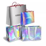 Glitter Silver Foil Clothing Carrier Bags Holographic Cmyk Color