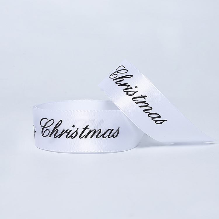 Customized Width Decorative Satin Ribbon White Color For Christmas Celebration