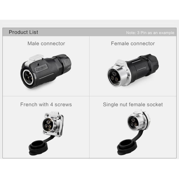CNLINKO LP16 Plug and Socket Male Female M16 Round 9 Pin Waterproof Cable Connector
