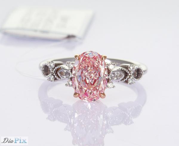 2.2ct IGI Certified Laboratory Grown Pink Oval Synthetic Diamond Classic Style