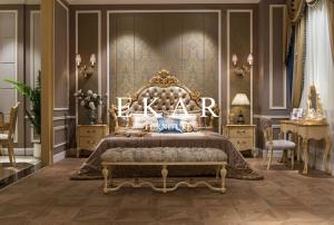 Wholesale Royal Leather High Headboard King Size Frame Wood Hand Carving Bed from china suppliers