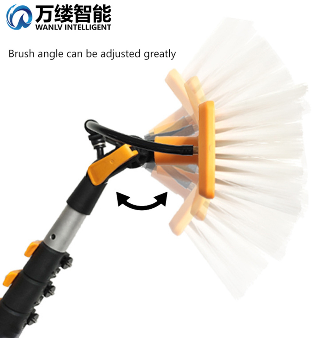 New Hot Selling Manual Photovoltaic Cleaning Brush Customized 11.4 M Telescopic Carbon Fiber Pole Connected to Water Pipe or Pump