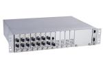 SM / MM 19inch 2U 14 ports optical media converter , Rack Chassis