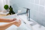 Polish Chrome Single Hole Bathroom Faucet With Pop Up Drain