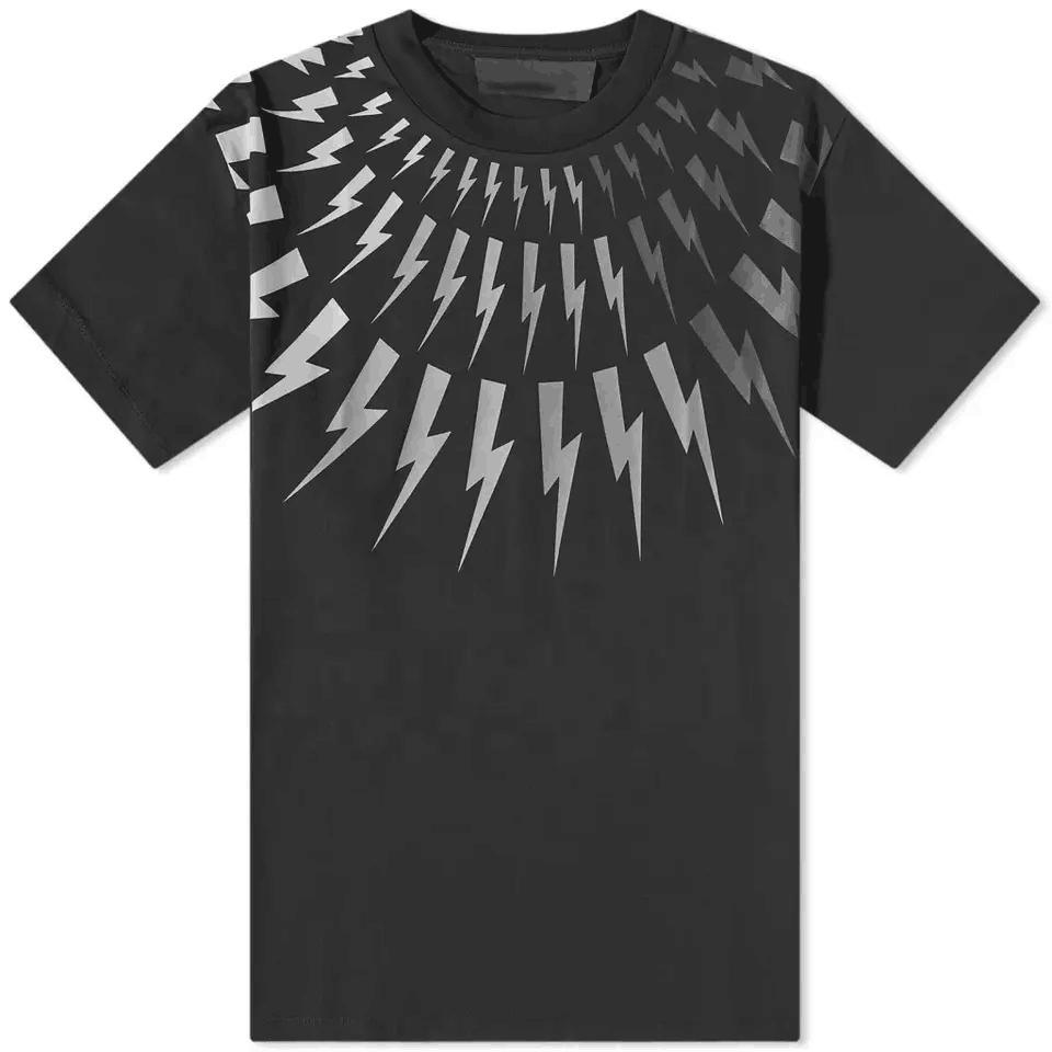 100% Cotton Black T Shirt Men Custom Casual Mock Neck Printed T Shirts