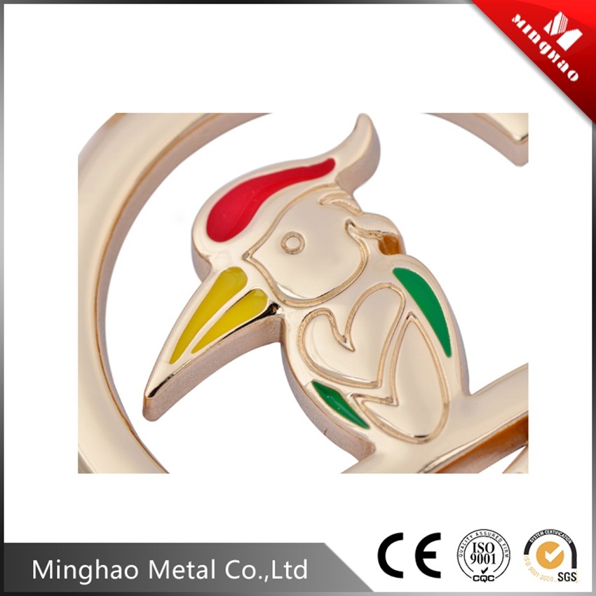 Handbag metal 8.89*43.87mm Light gold woodpecker logo tag for bag parts