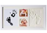 Wooden Baby Hand and Footprint Photo Frame Souvenir With Ink Pad