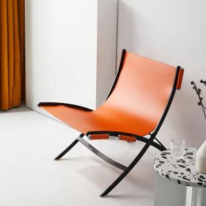 Wholesale Minimalist Leather Leisure Chairs Orange Saddle Leather Lounge Chair from china suppliers