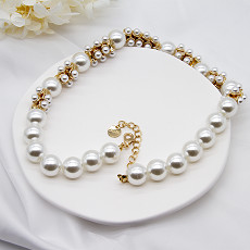 Pearl Moissanite Fashion Jewelry Necklaces Round Hoop Shape For Women