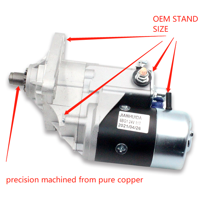 Voltage 24V 4.5KW 11T STARTER Motor for ISUZU Hitachi Daewoo Excavator STARTER 1-811100-191-0 6BG1