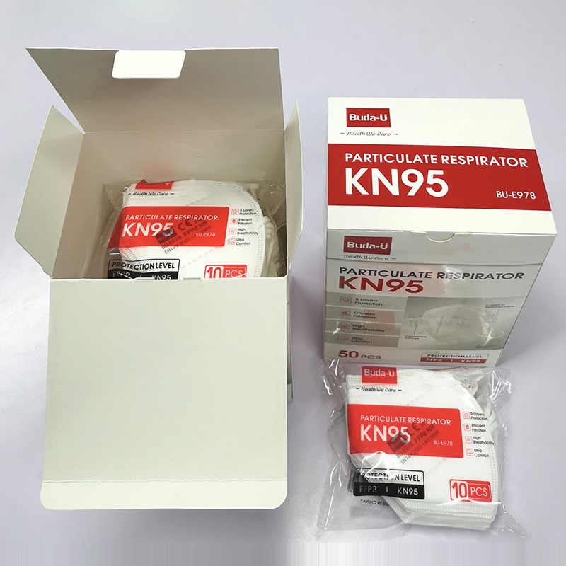 BU-E978 KN95 Respirator Face Mask , 5 Layers Protective Facepiece Particulate Respirator Embossing Print