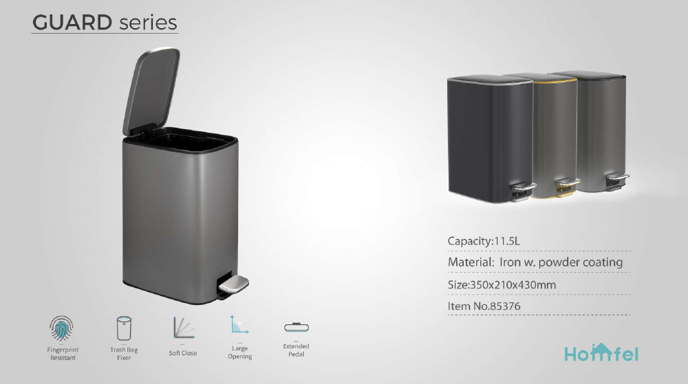Silver Stainless Steel Pedal Step Open Garbage Can For Household Office