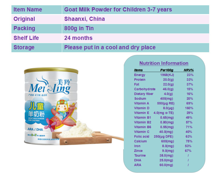 Lactic Acid 3 Years Old Children 800gm Goat Milk Powder