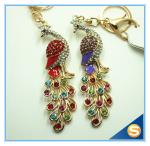 New Brand Grace Crystal Rhinestone Peacock Metal Keyrings Color Rhinestone