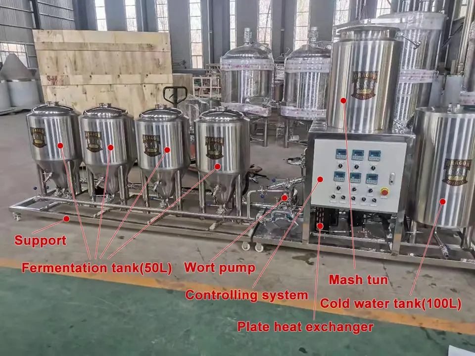 Home Brewing Simplified Semi-automatic Control System 450 KG Beer Brewing Equipment