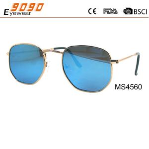 Wholesale Unisex fashion sunglasses with blue mirror lens ,made of metal frame from china suppliers