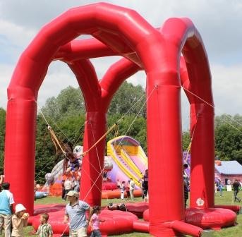 Safe 4 Person Adult Inflatable Games Red Inflatable Bungee Jumping