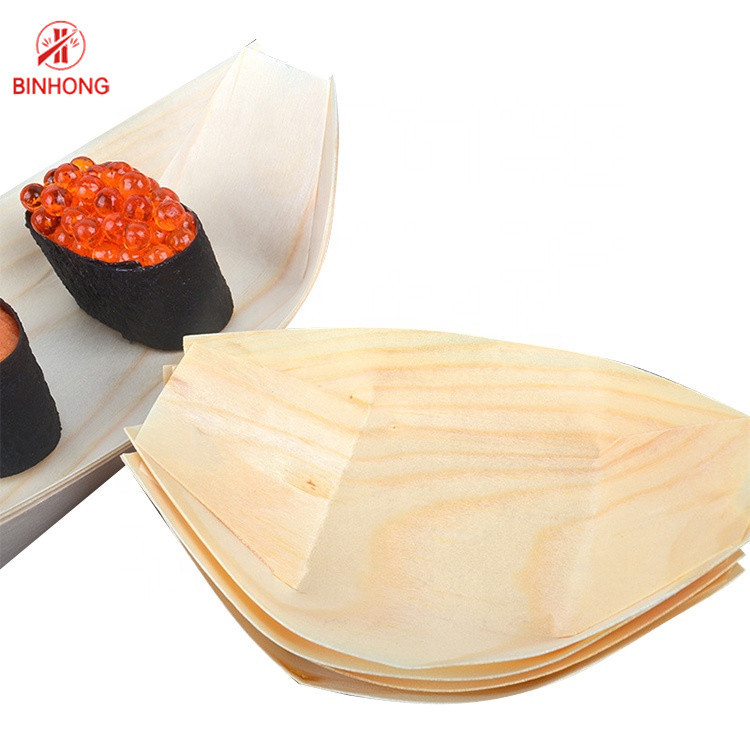 Disposable Premium Wooden 24.5*12.5cm Sushi Boat Tray