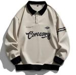 Small Quantity Clothing Manufacturer Men'S Retro Lapel Pullover Long Sleeve 100%