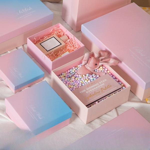 Colorful Custom Logo Cosmetic Makeup Perfume Packaging Square Kraft Paper Gift