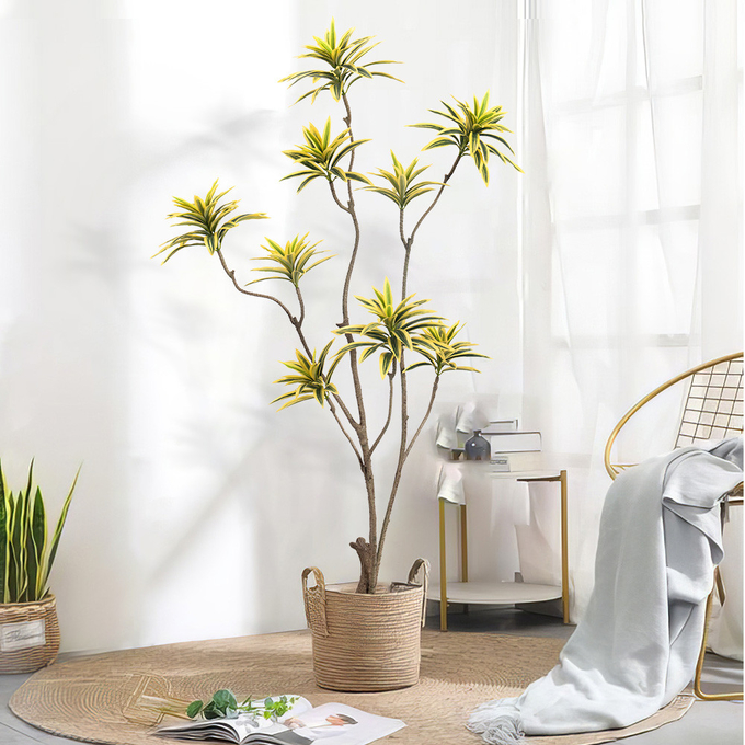 Artificial special-shaped dracaena Reflexa tree green home deco hotel office potted tree