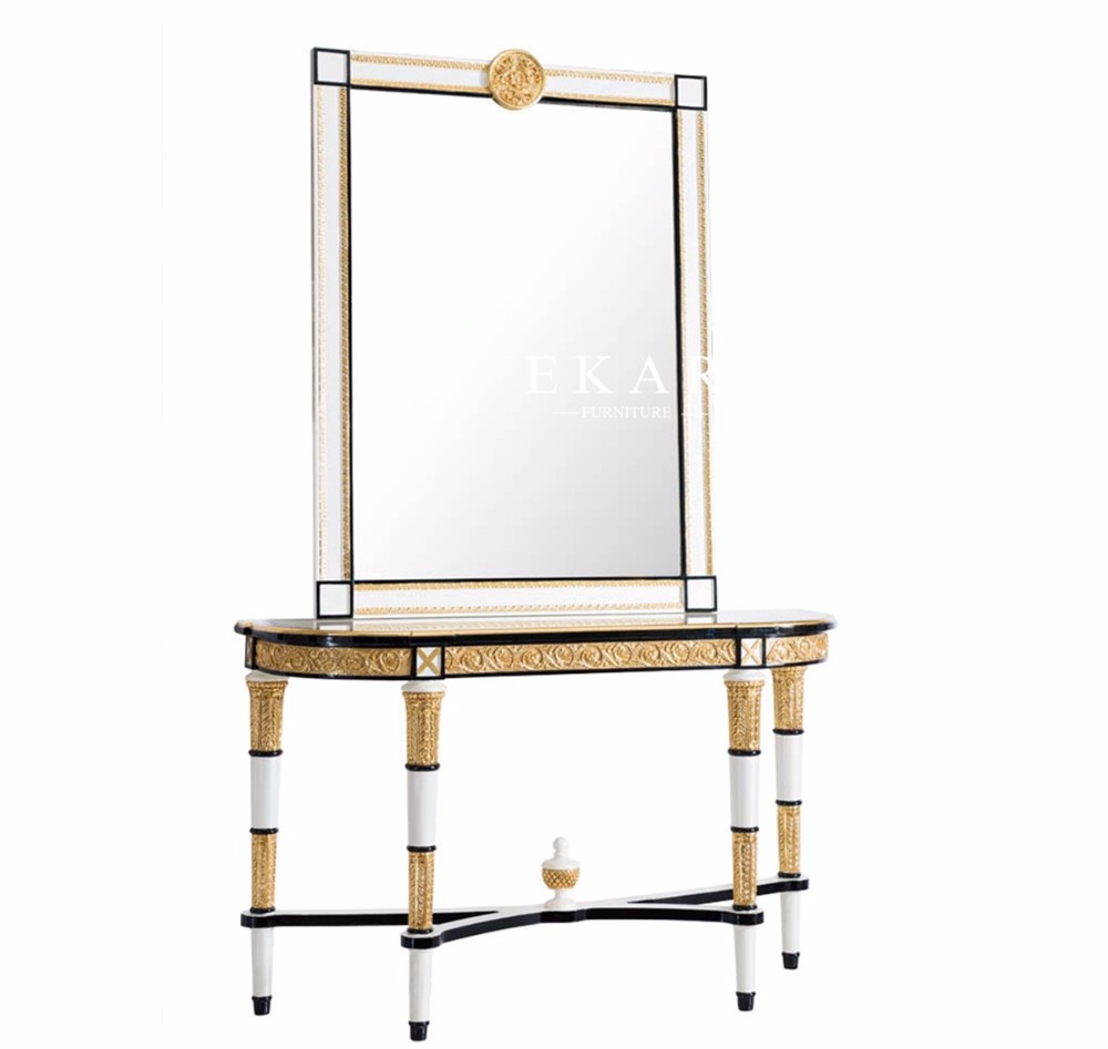 Spanish royal style wooden console table and mirror set FLN-M-XG201