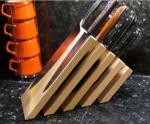 Customized Logo Sustainable Wood Kitchen Magnetic Knife Block Holder for