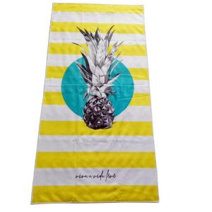 Wholesale Recycled Material White and Yellow Stripe Pineapple Printed Sand Free Swimming Towel Microfiber Beach Towels from china suppliers