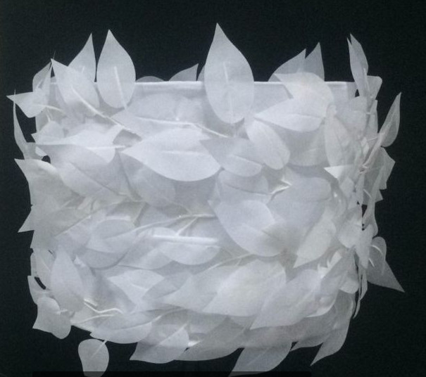 White Faux Linen Bedside Lamp Shades E26 Leaves Light Shade D300