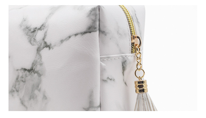 White Marble Leather Cosmetic Bag Blanks Promotion PU Makeup Brushe Bag