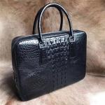 Alligator Leather Key Lock Closure Businessmen Laptop Briefcase Genuine