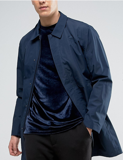 Soft Touch Blank Mens Velour T Shirt / Anti Pilling Oversized Blue T Shirt