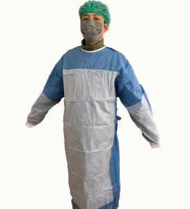 Wholesale Disposable Reinforced Sterile nonwovent Surgical Gown with knif cuff ,tie waist .magic tape.with hang card from china suppliers