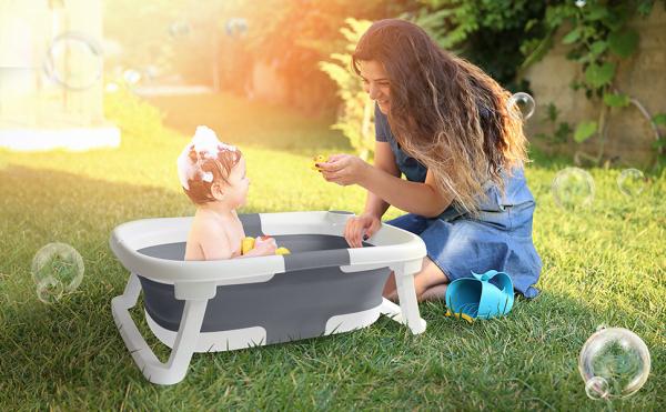 Newborn Baby Bath Tub Set TPE Plastic Soft Cushion Collapsible Children'S Bath
