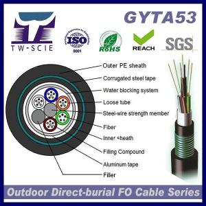 Wholesale GYTA53 24 Core Double Armoured Double Sheath anti-UV PE jacket Fiber Optic Cable For Duct Burial from china suppliers