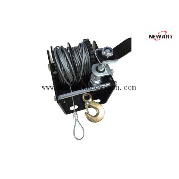 Worm Gear Wire Rope Winch, Heavy Duty Construction, Capacity 2000 lb