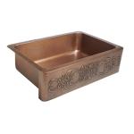 Farmhouse Copper Kitchen Bathroom Sinks One Bowl Embossed Scroll Design