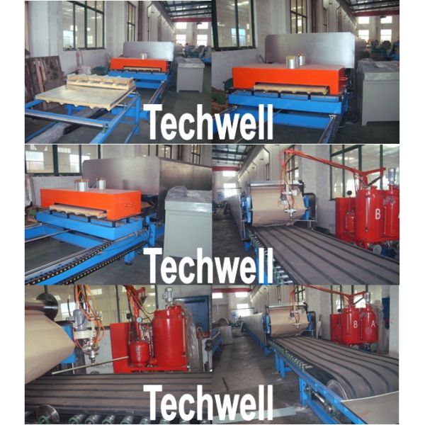 Rubber Belt Continuous PU Sandwich Panel Machine Line / Cold Roll Forming Machine