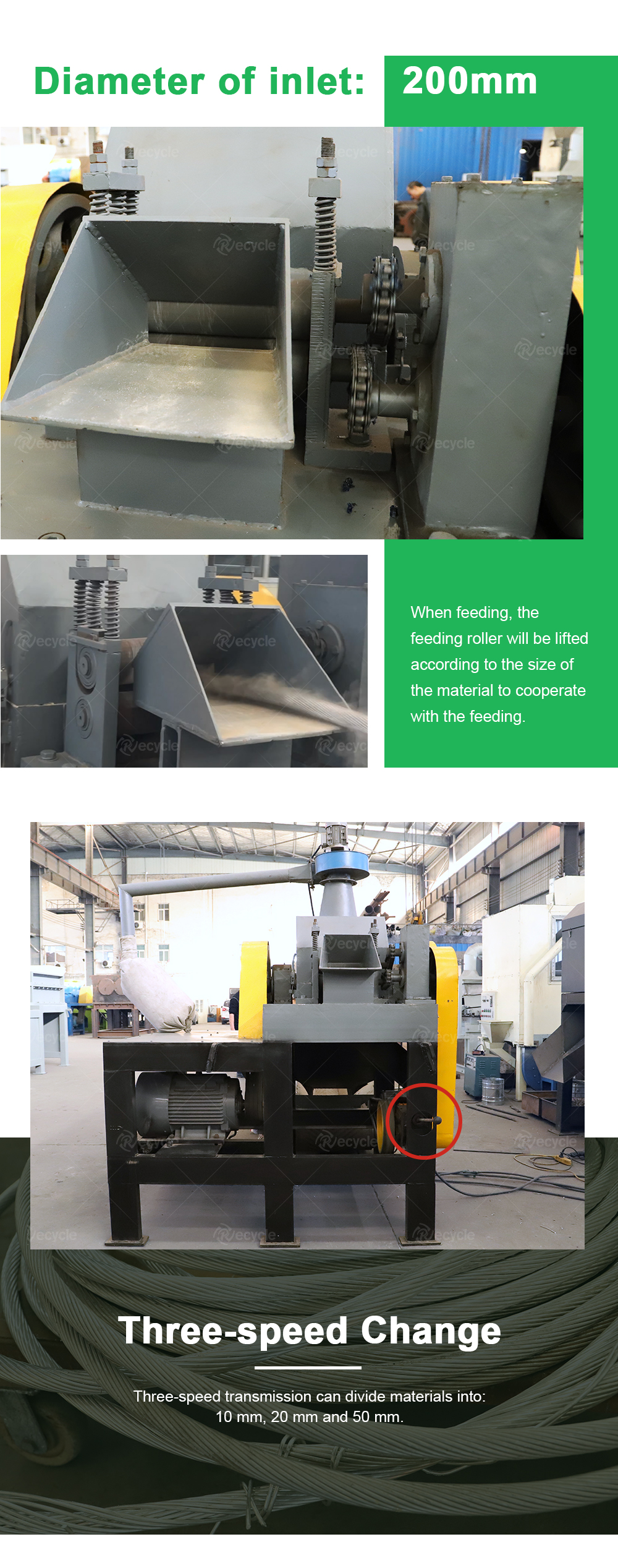 Wasted ACSR Recycling Machine High Separation Rate Wire Cutting Machine