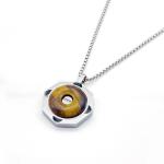 Stainless steel men's tiger eye stone necklace retro pendant titanium steel lock